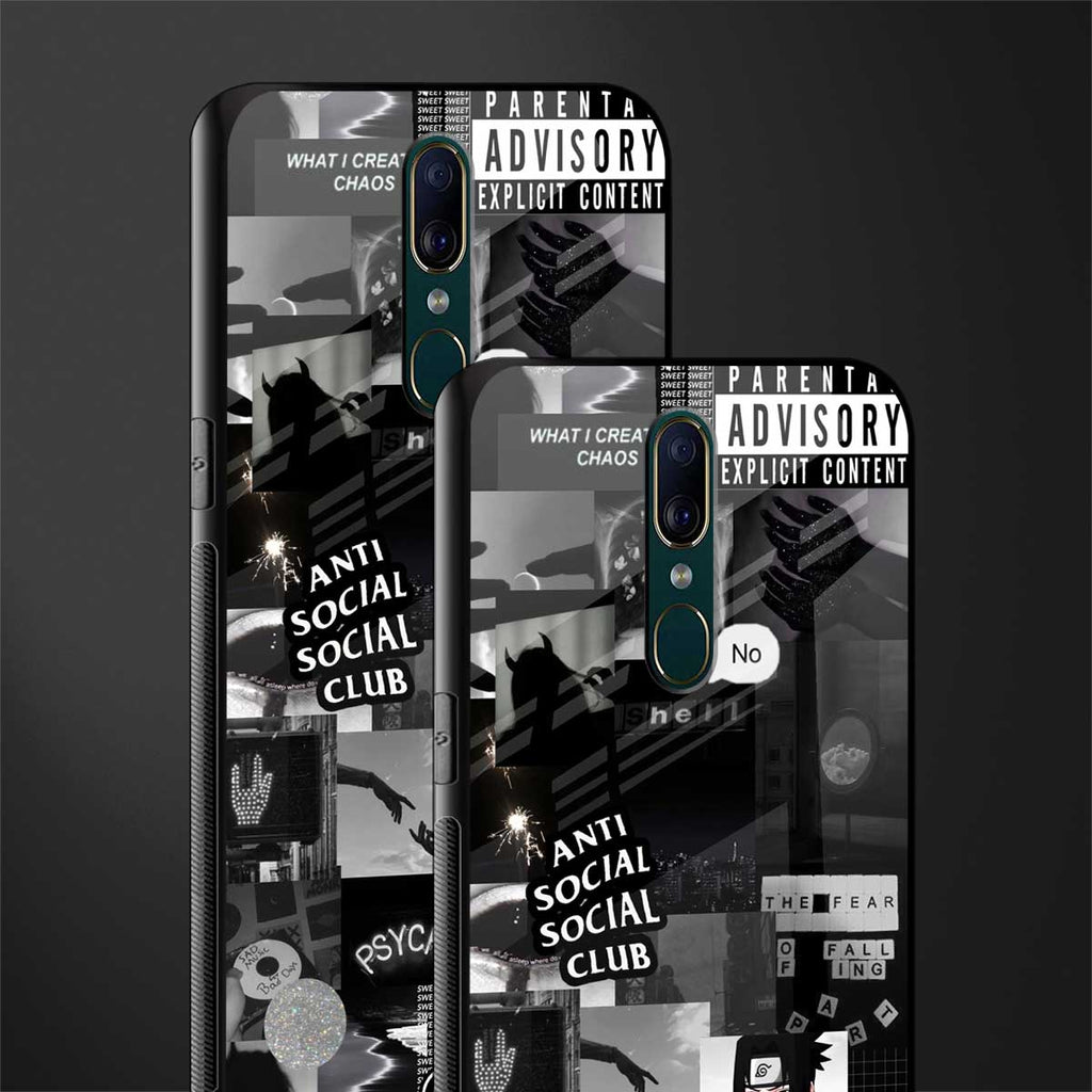 anti social social club dark edition glass case for oppo a9 image-2