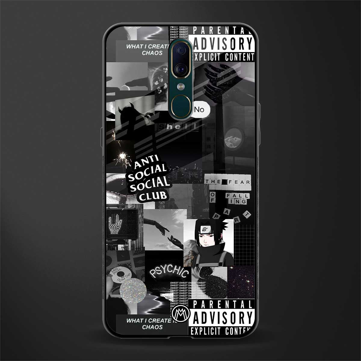 anti social social club dark edition glass case for oppo f11 image