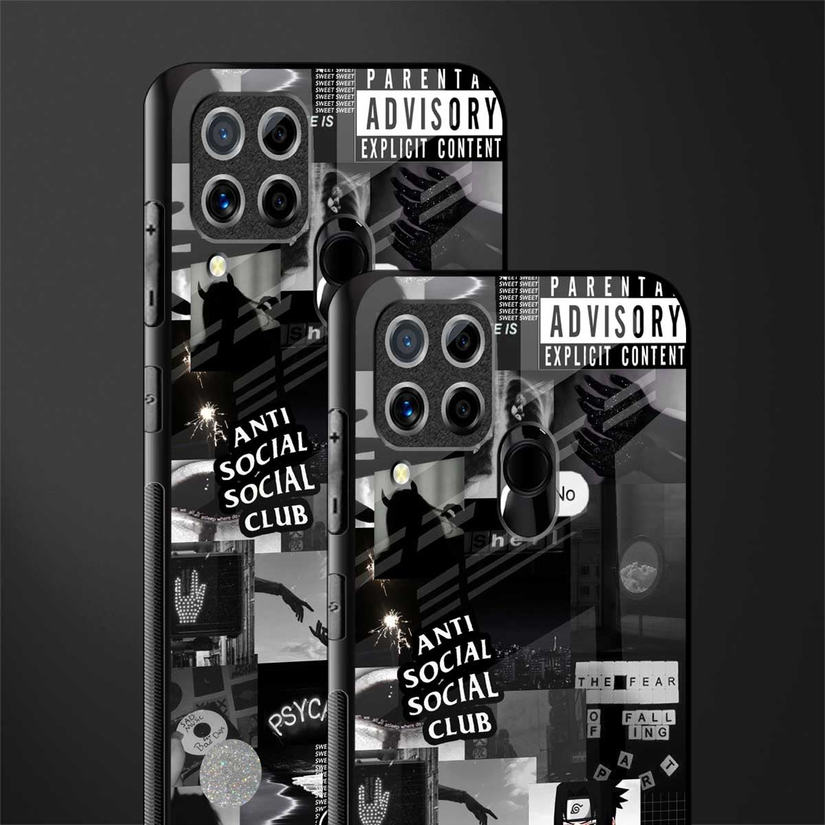 anti social social club dark edition glass case for realme c15 image-2