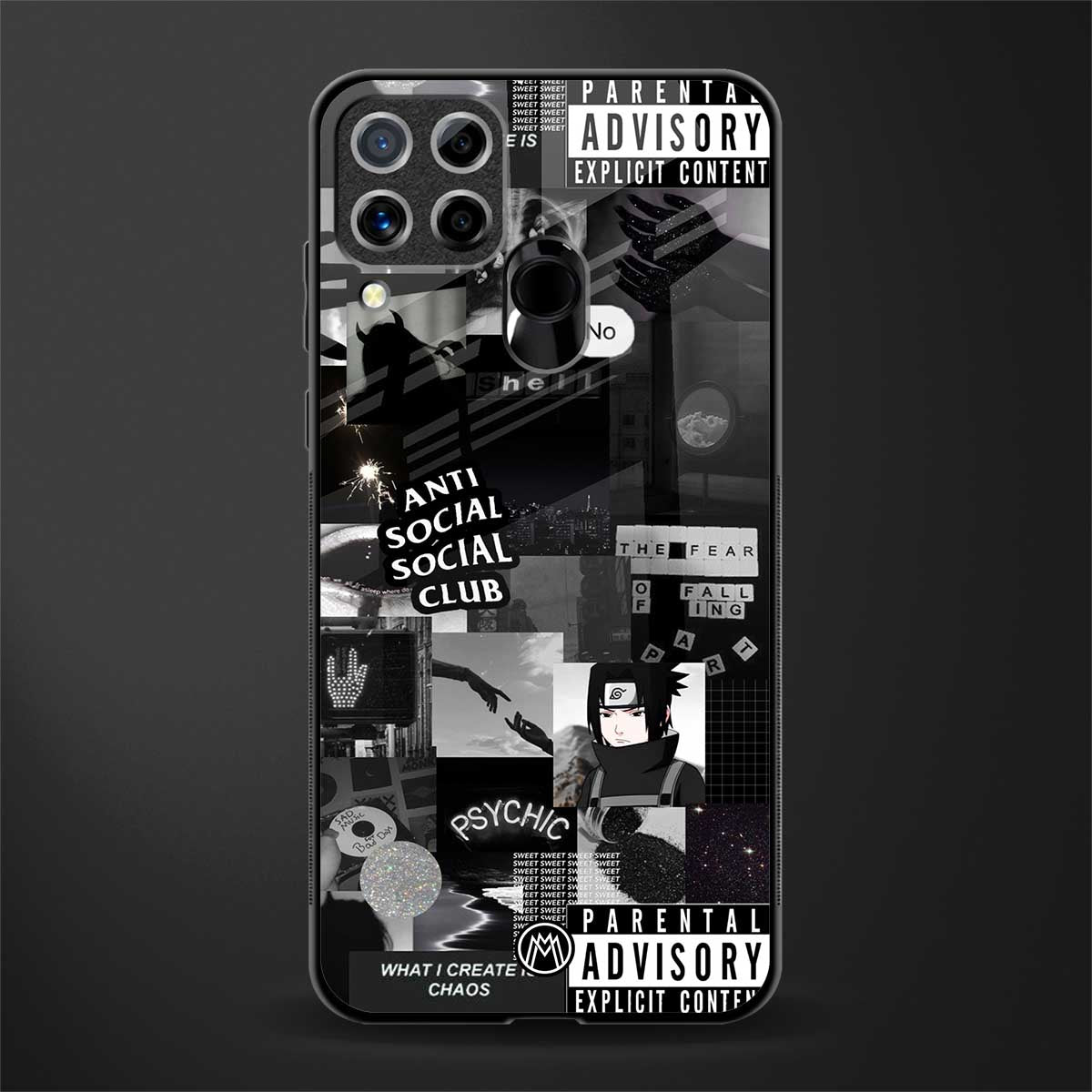 anti social social club dark edition glass case for realme c15 image