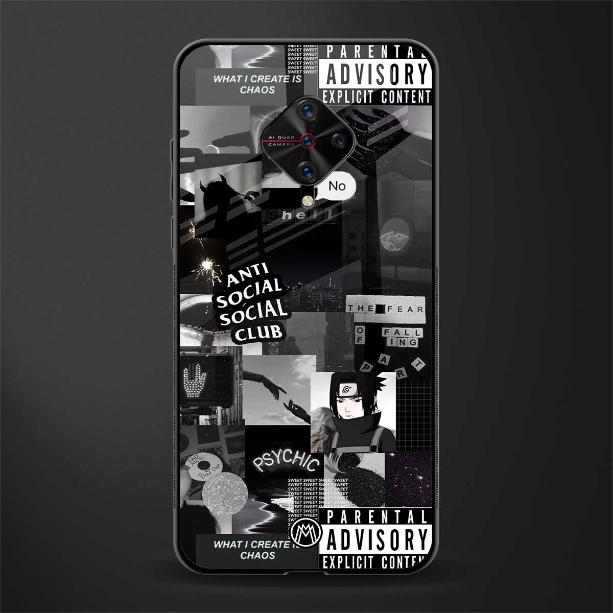 anti social social club dark edition glass case for vivo s1 pro image