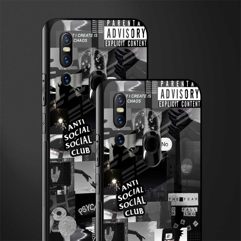 anti social social club dark edition glass case for vivo v15 image-2