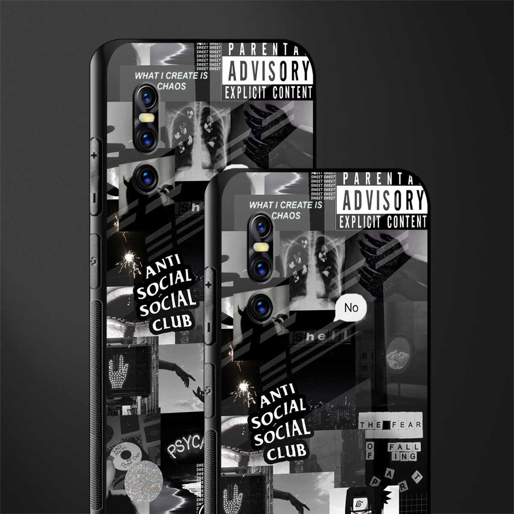 anti social social club dark edition glass case for vivo v15 pro image-2