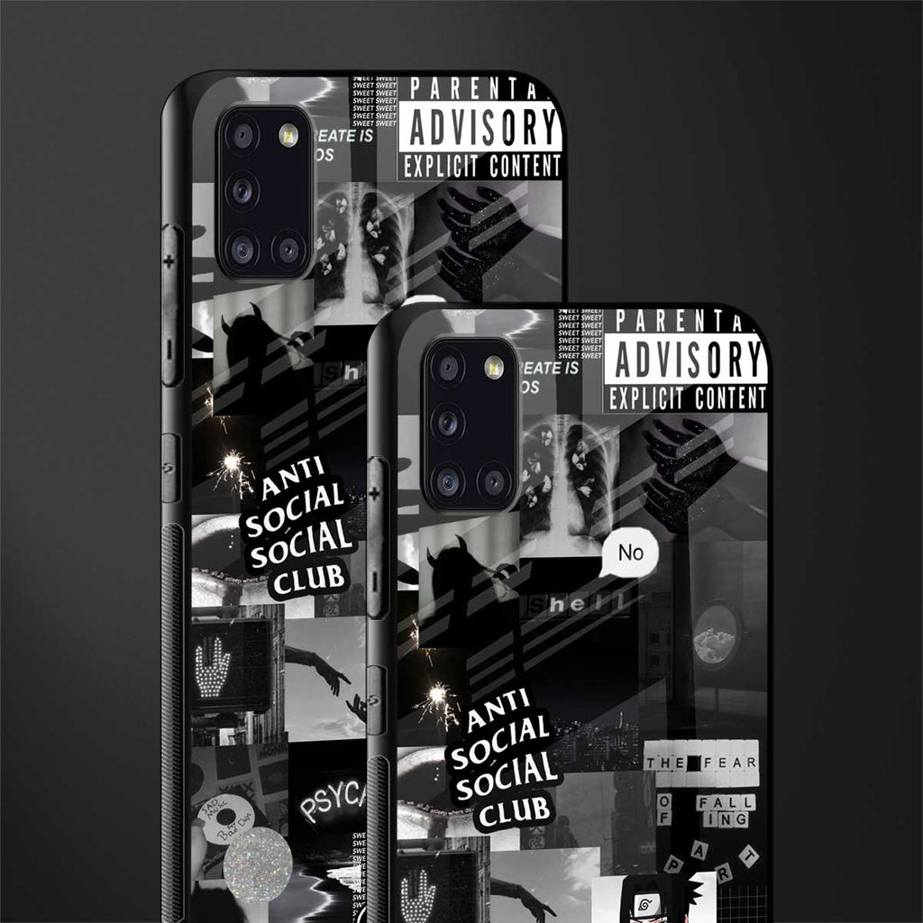 anti social social club dark edition glass case for samsung galaxy a31 image-2