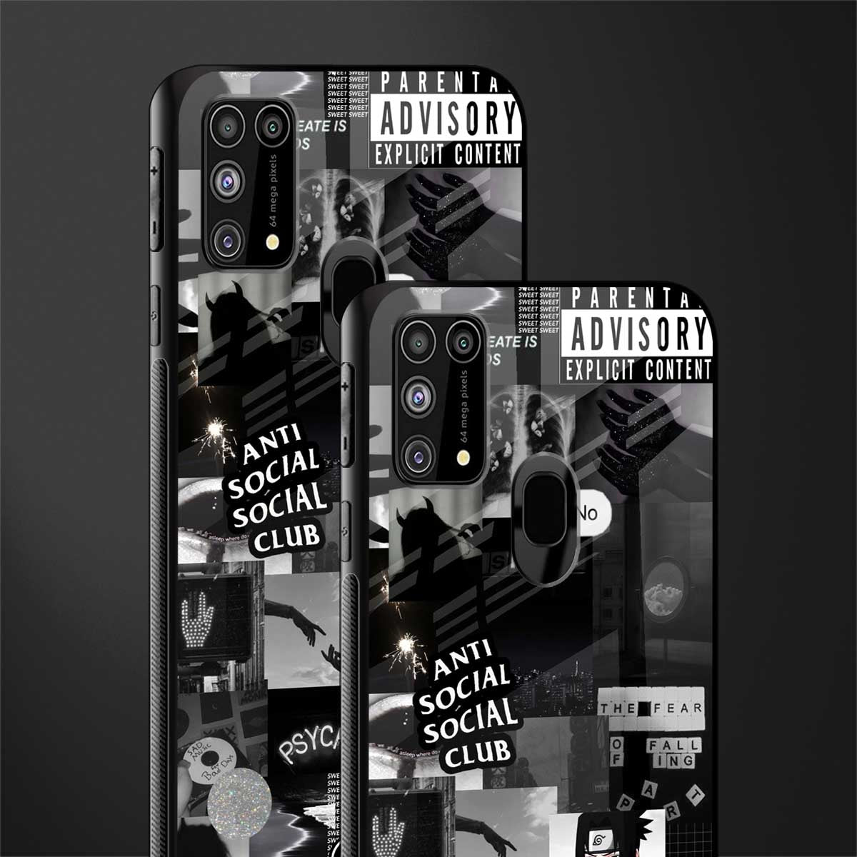 anti social social club dark edition glass case for samsung galaxy f41 image-2