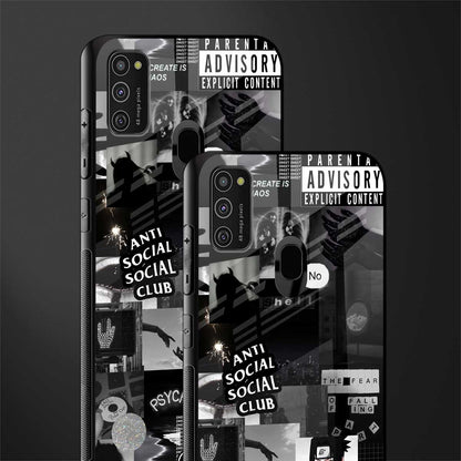 anti social social club dark edition glass case for samsung galaxy m30s image-2