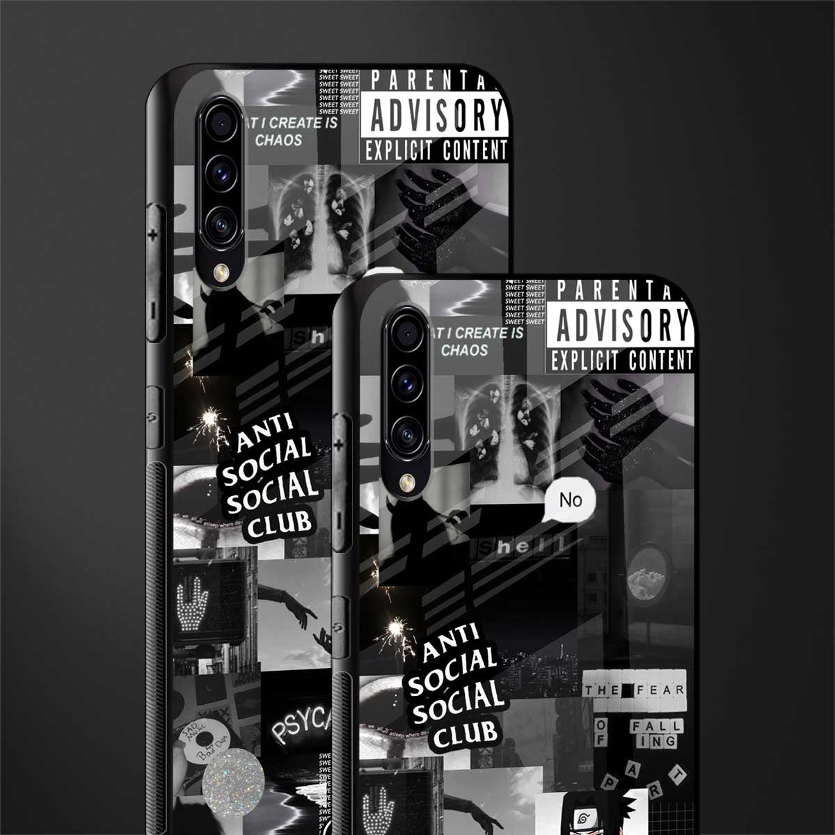 anti social social club dark edition glass case for samsung galaxy a30s image-2