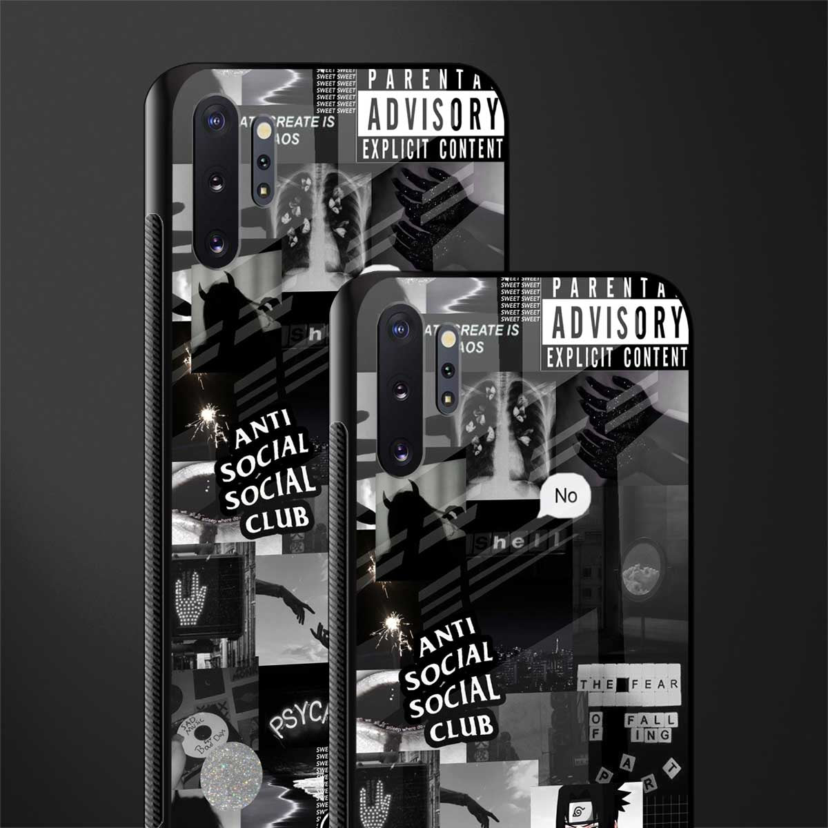 anti social social club dark edition glass case for samsung galaxy note 10 plus image-2