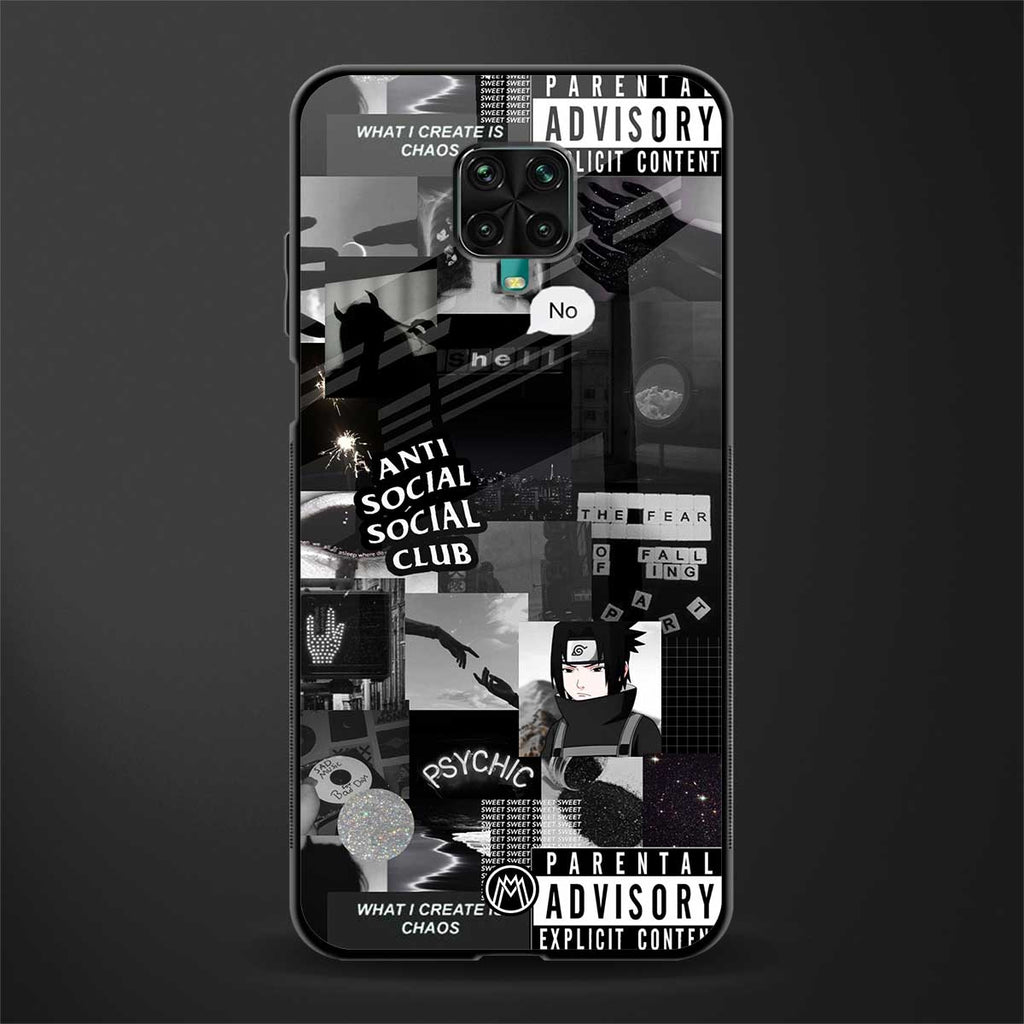 anti social social club dark edition glass case for redmi note 9 pro max image