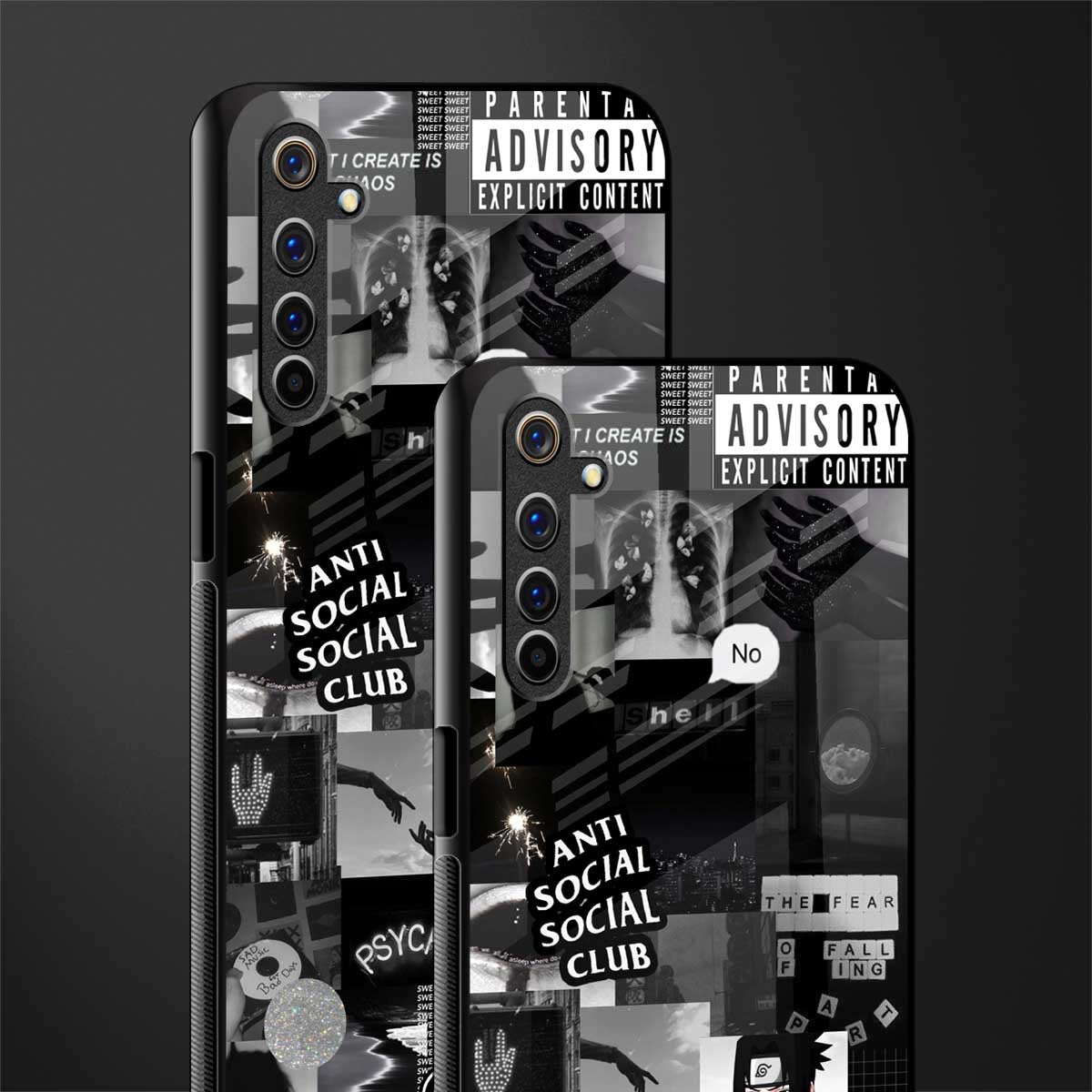 anti social social club dark edition glass case for realme 6i image-2