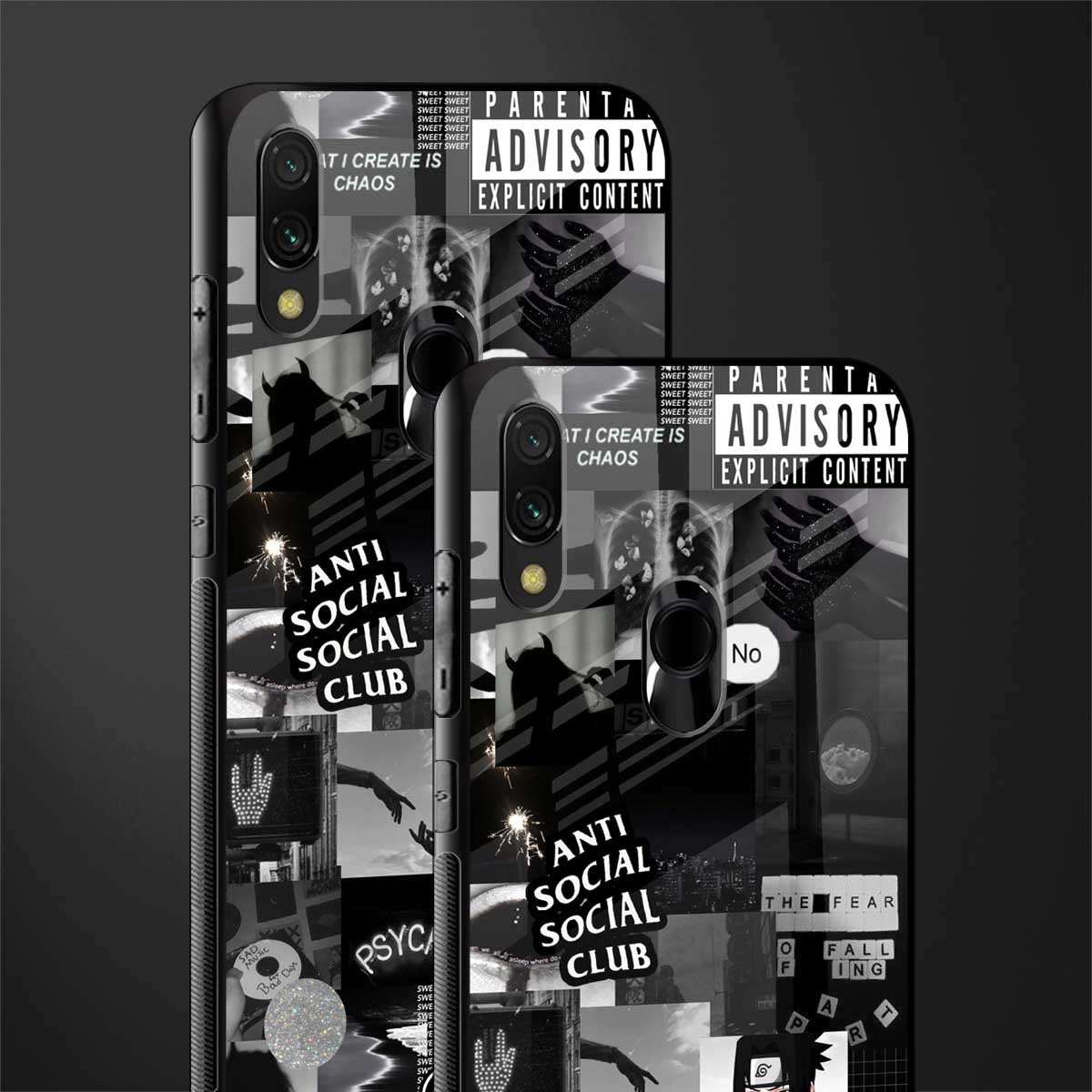 anti social social club dark edition glass case for redmi note 7 image-2