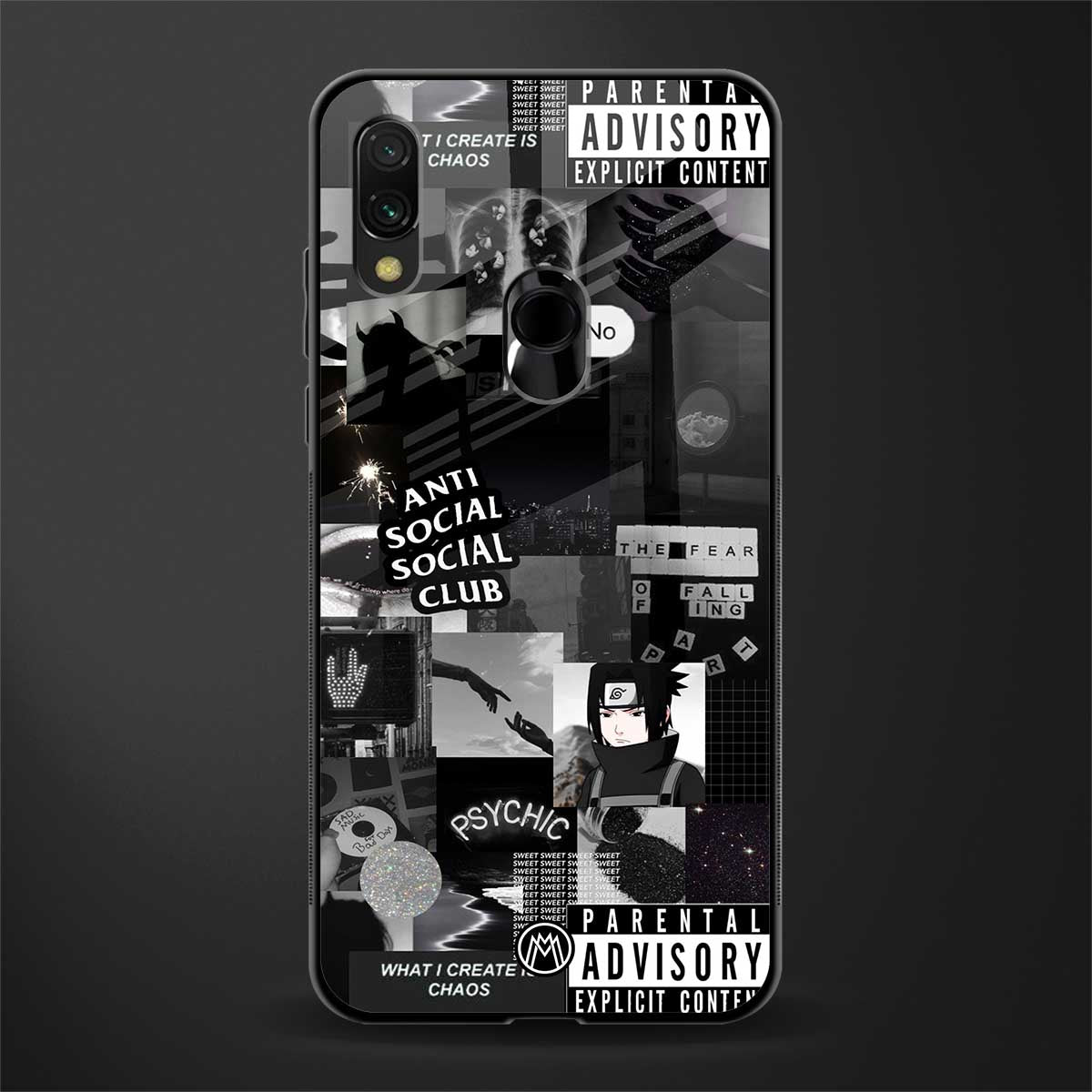anti social social club dark edition glass case for redmi note 7s image