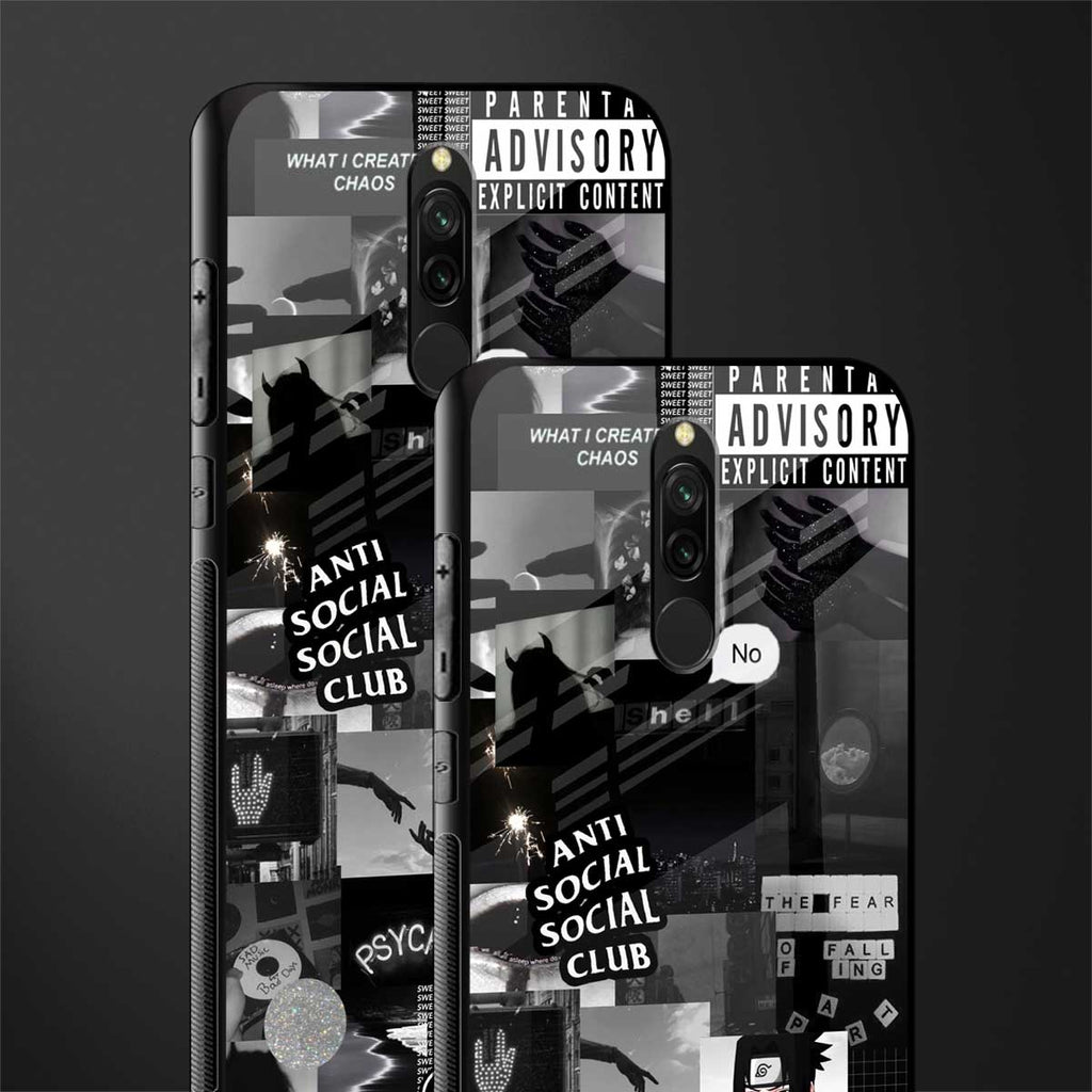 anti social social club dark edition glass case for redmi 8 image-2