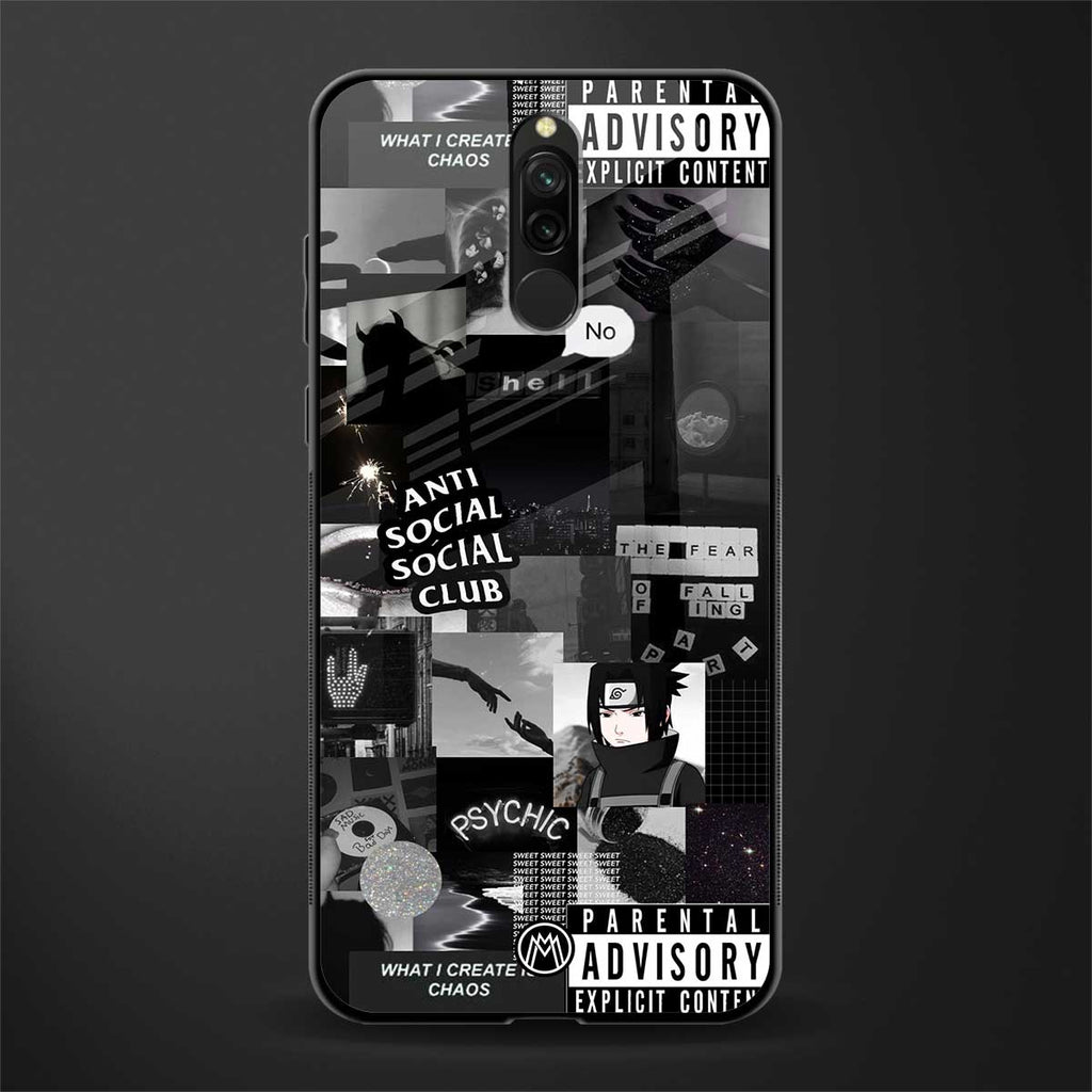 anti social social club dark edition glass case for redmi 8 image