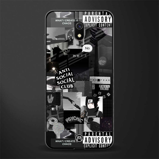 anti social social club dark edition glass case for redmi 8a image