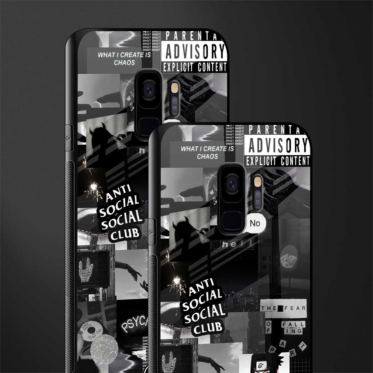 anti social social club dark edition glass case for samsung galaxy s9 image-2
