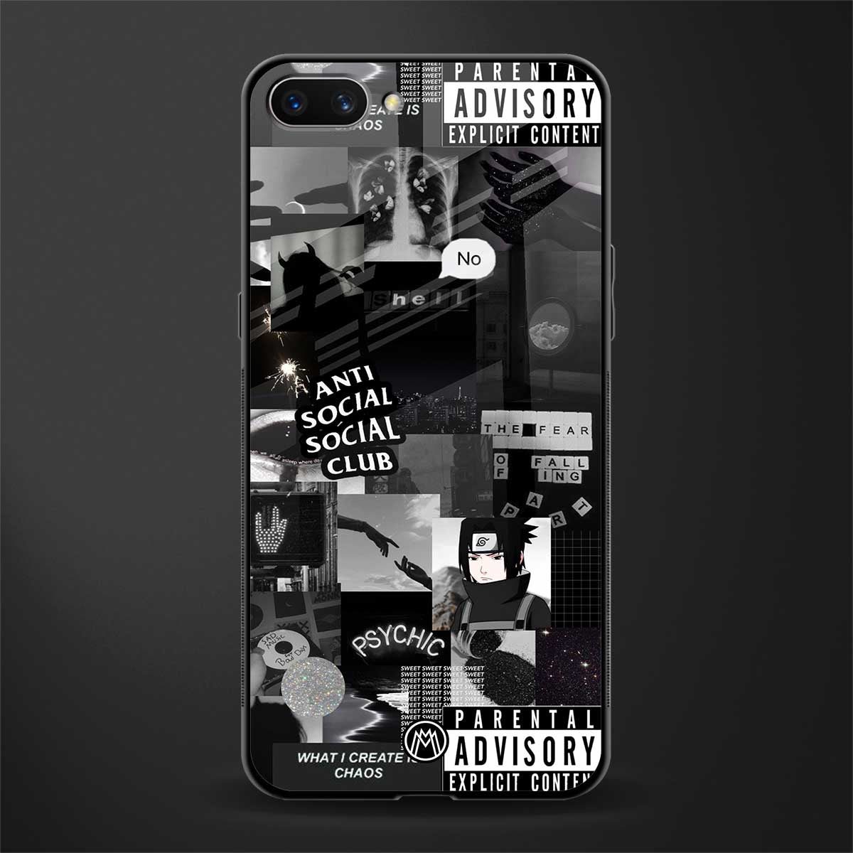 anti social social club dark edition glass case for realme c1 image