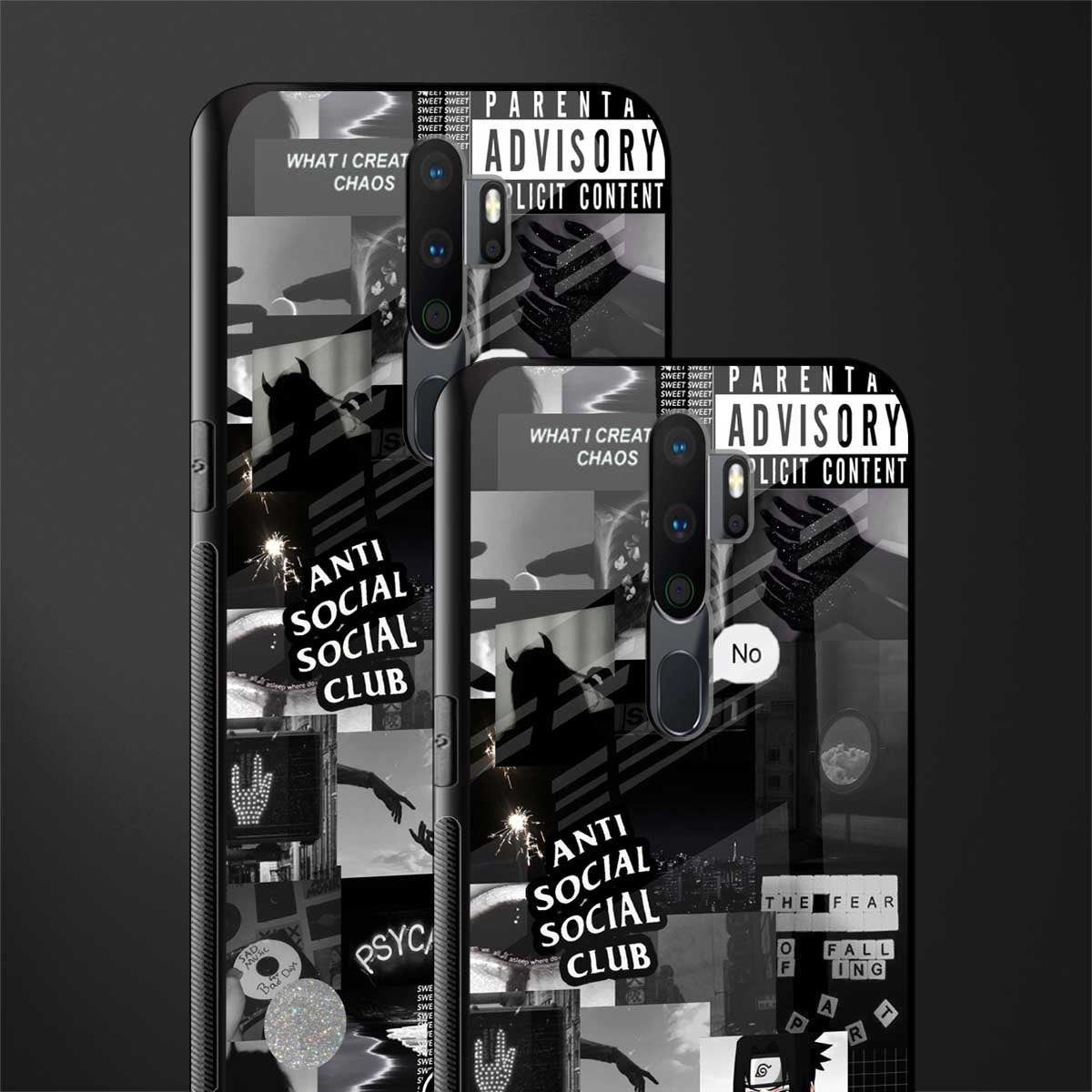 anti social social club dark edition glass case for oppo a5 2020 image-2