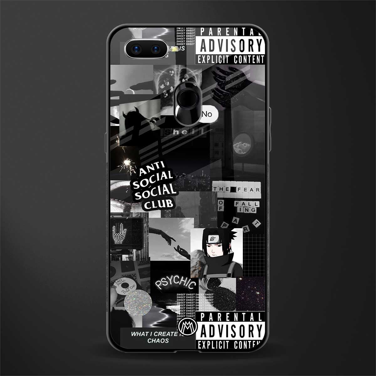 anti social social club dark edition glass case for oppo a7 image