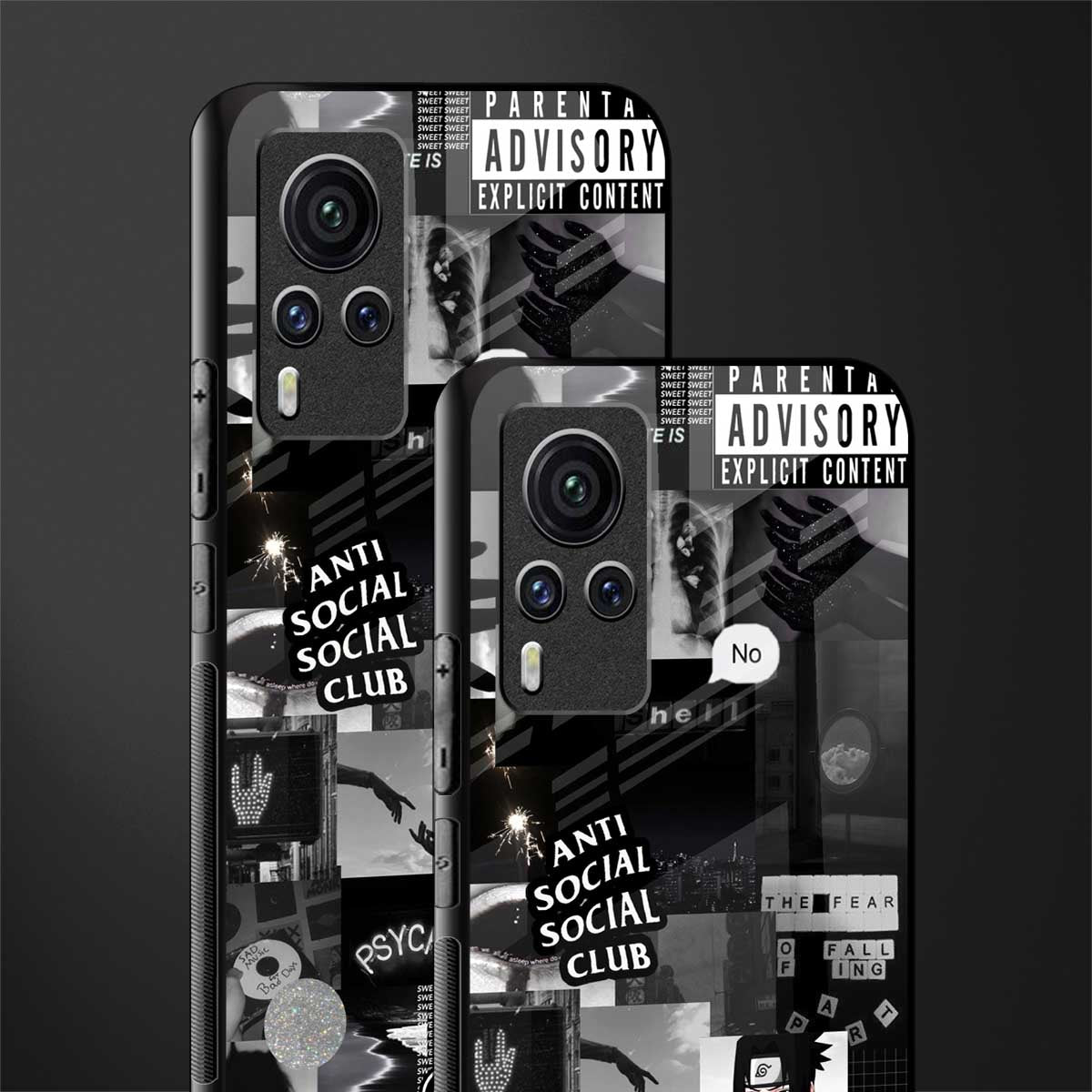 anti social social club dark edition glass case for vivo x60 pro image-2
