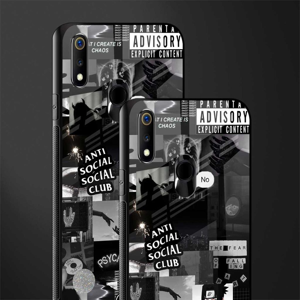anti social social club dark edition glass case for realme 3 pro image-2