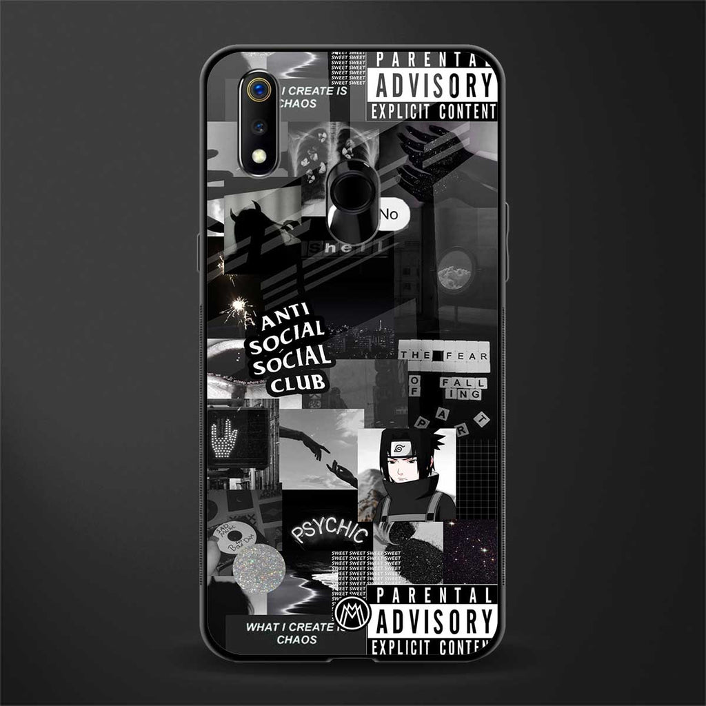 anti social social club dark edition glass case for realme 3 pro image
