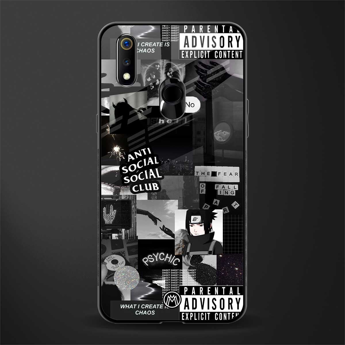 anti social social club dark edition glass case for realme 3 pro image
