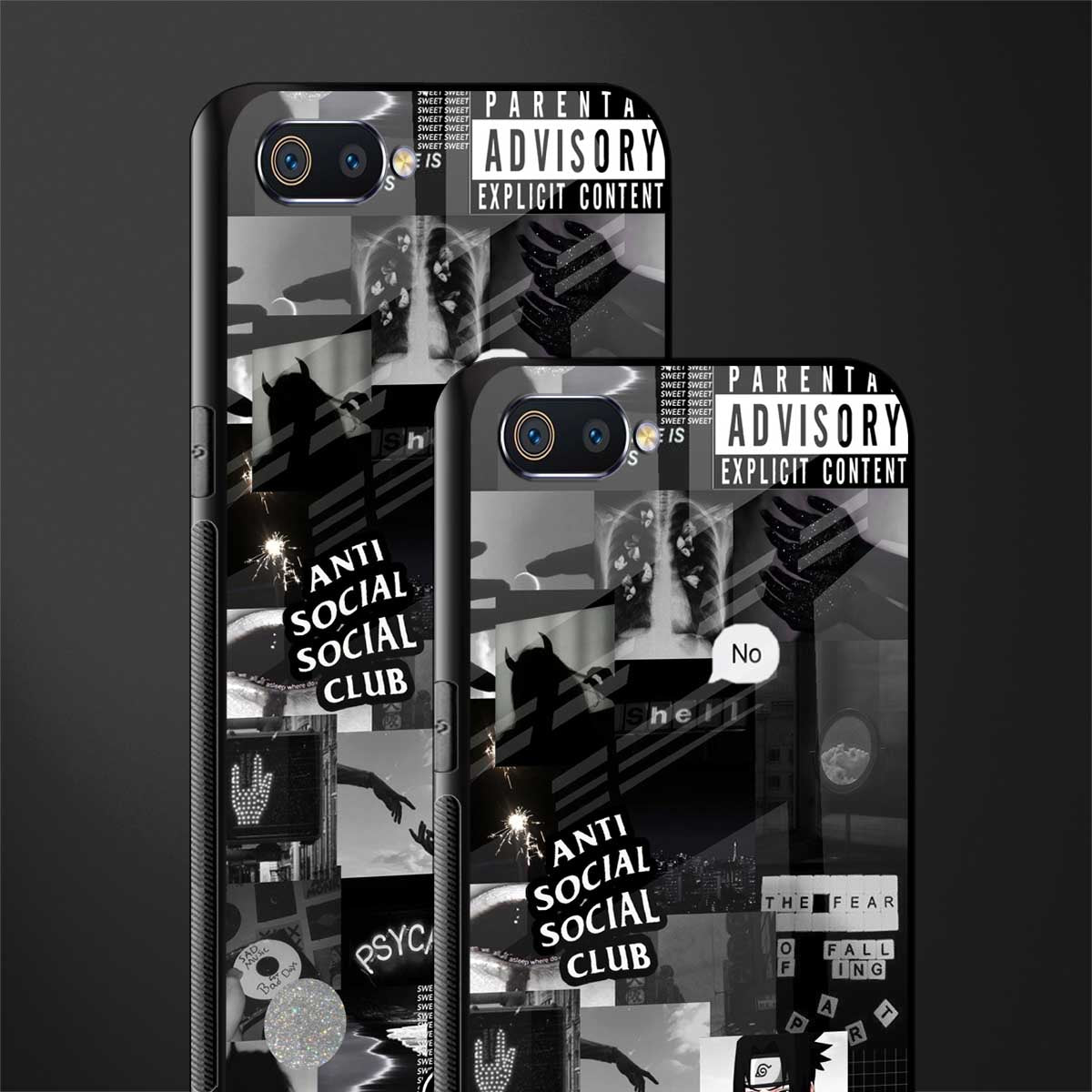 anti social social club dark edition glass case for realme c2 image-2