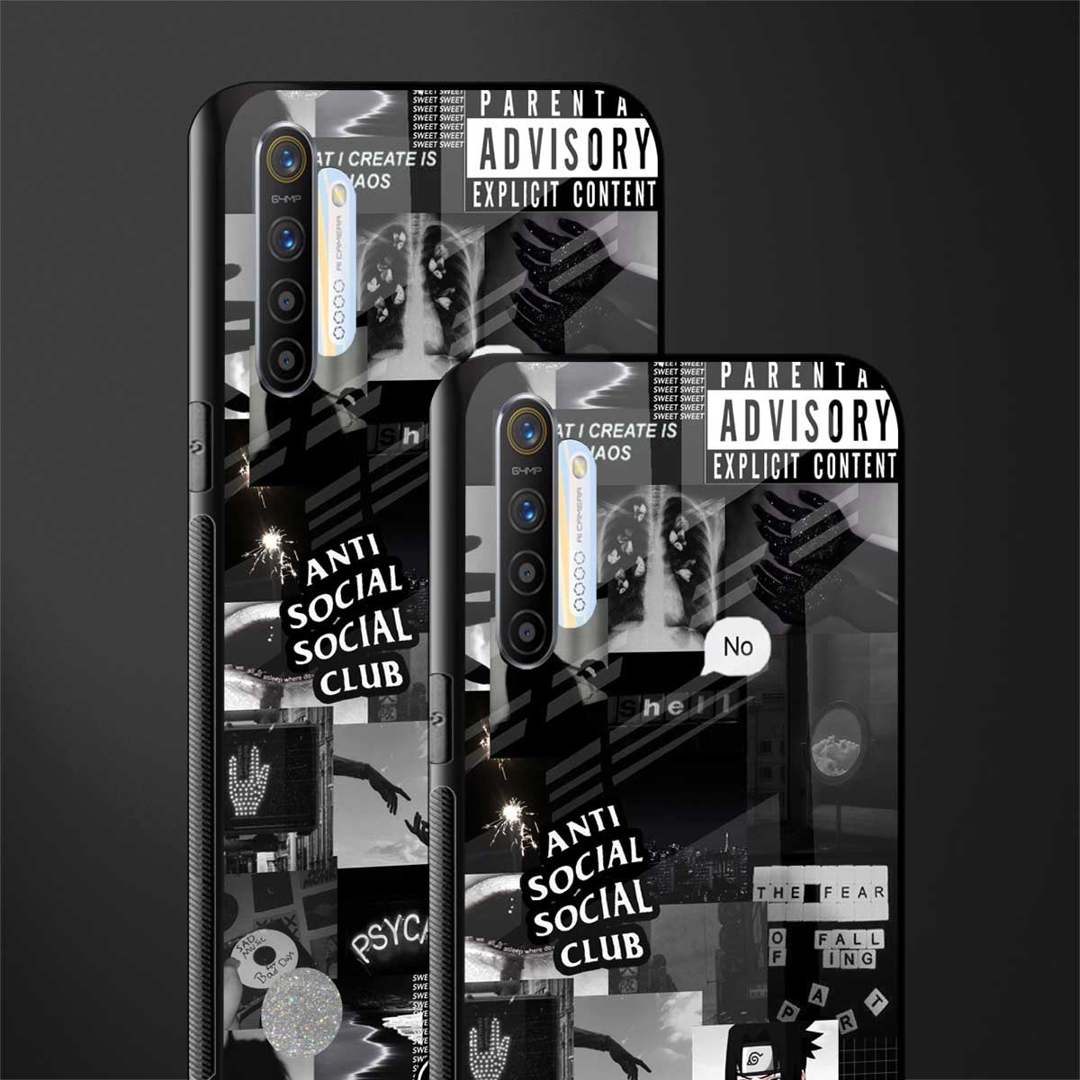 anti social social club dark edition glass case for realme xt image-2