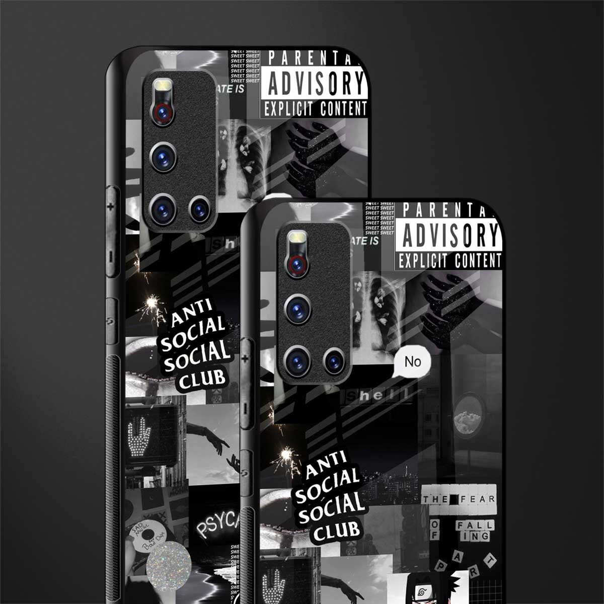 anti social social club dark edition glass case for vivo v19 image-2