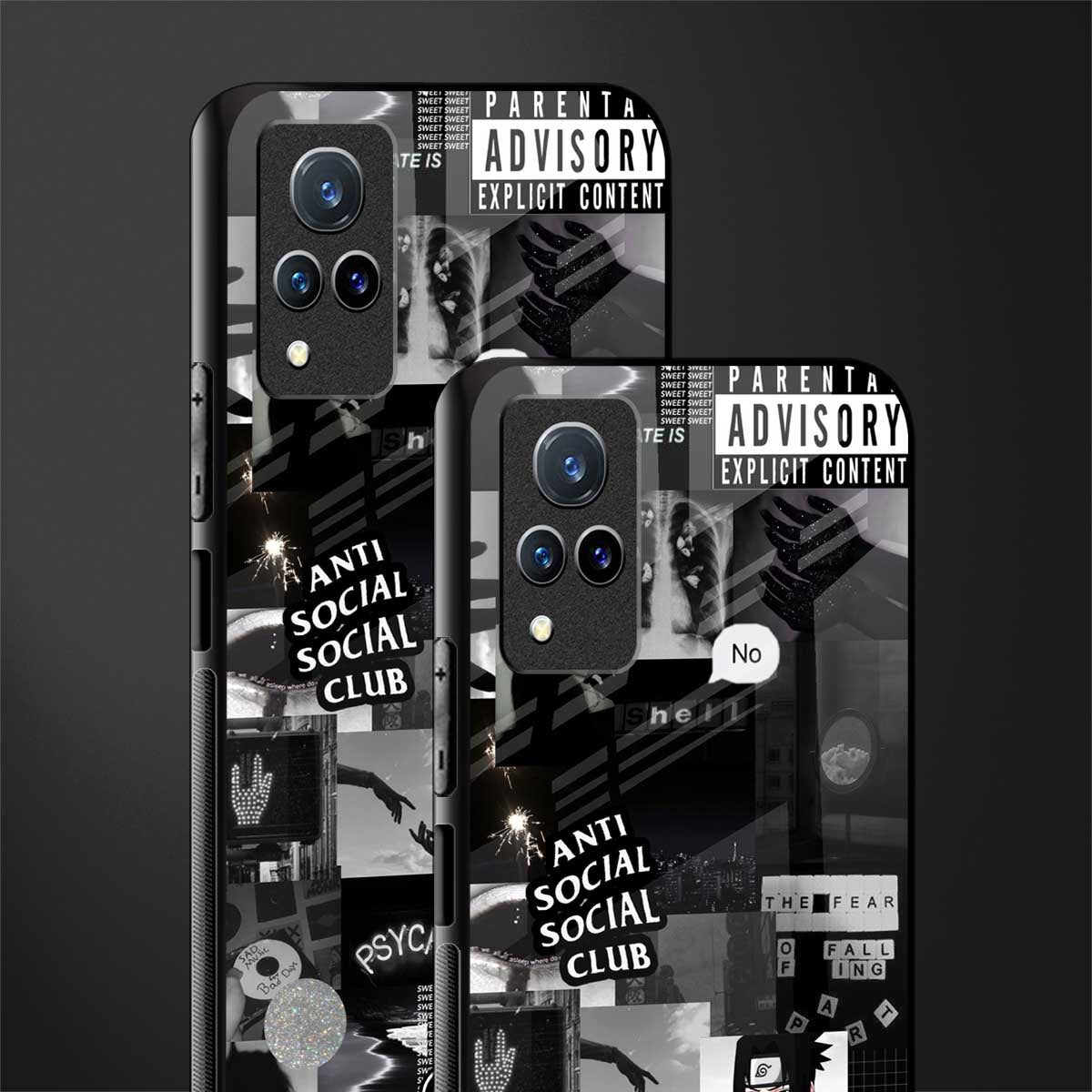 anti social social club dark edition glass case for vivo v21 5g image-2