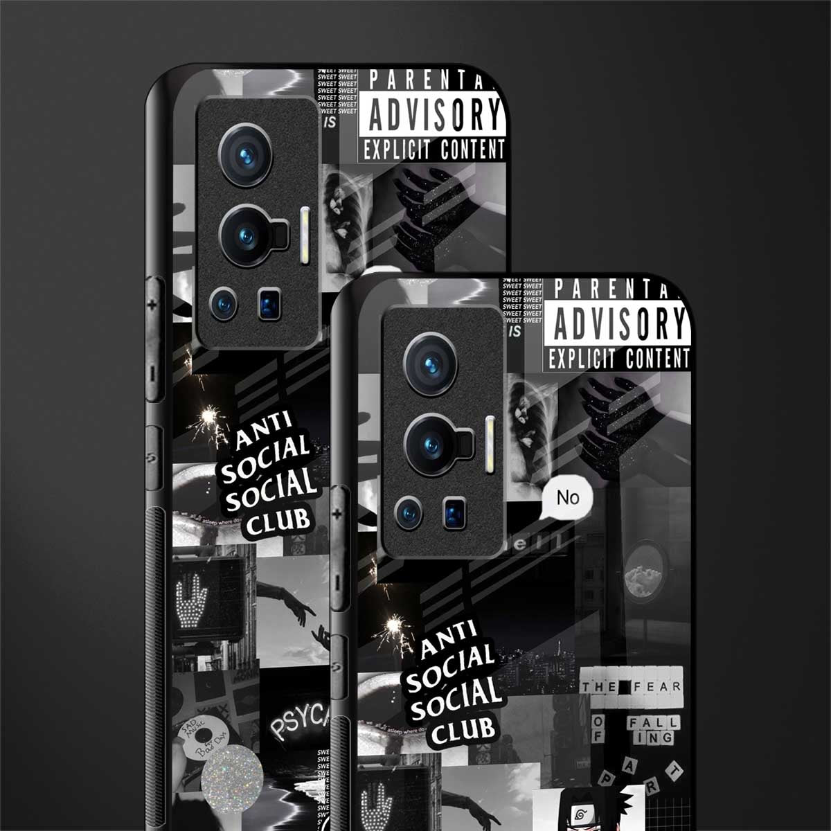 anti social social club dark edition glass case for vivo x70 pro image-2