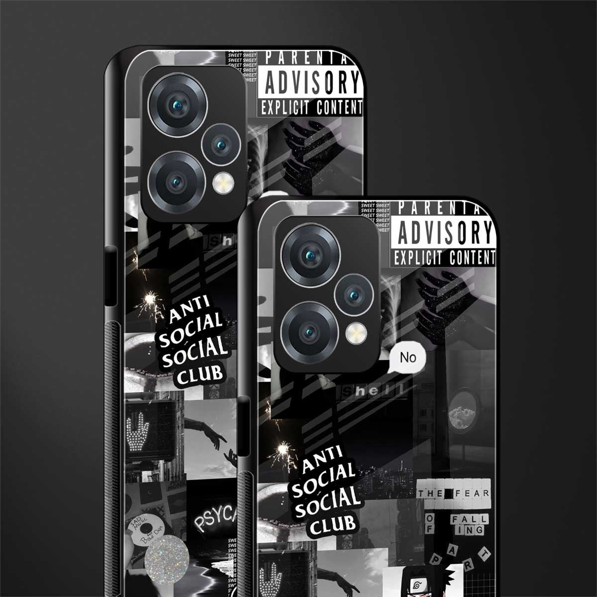 anti social social club dark edition back phone cover | glass case for realme 9 pro 5g