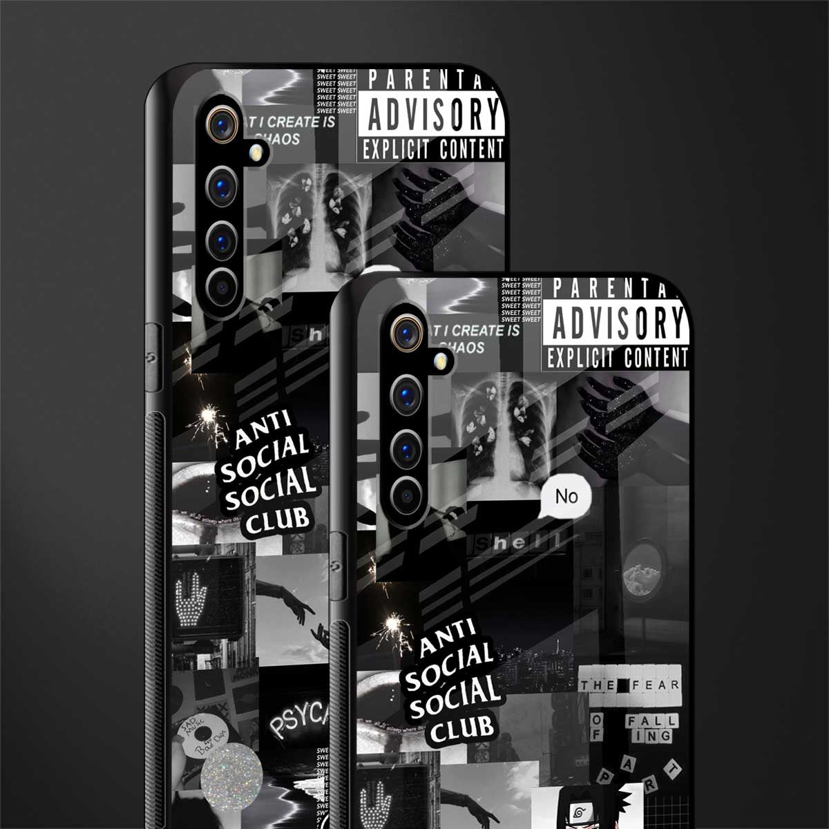 anti social social club dark edition glass case for realme x50 pro image-2