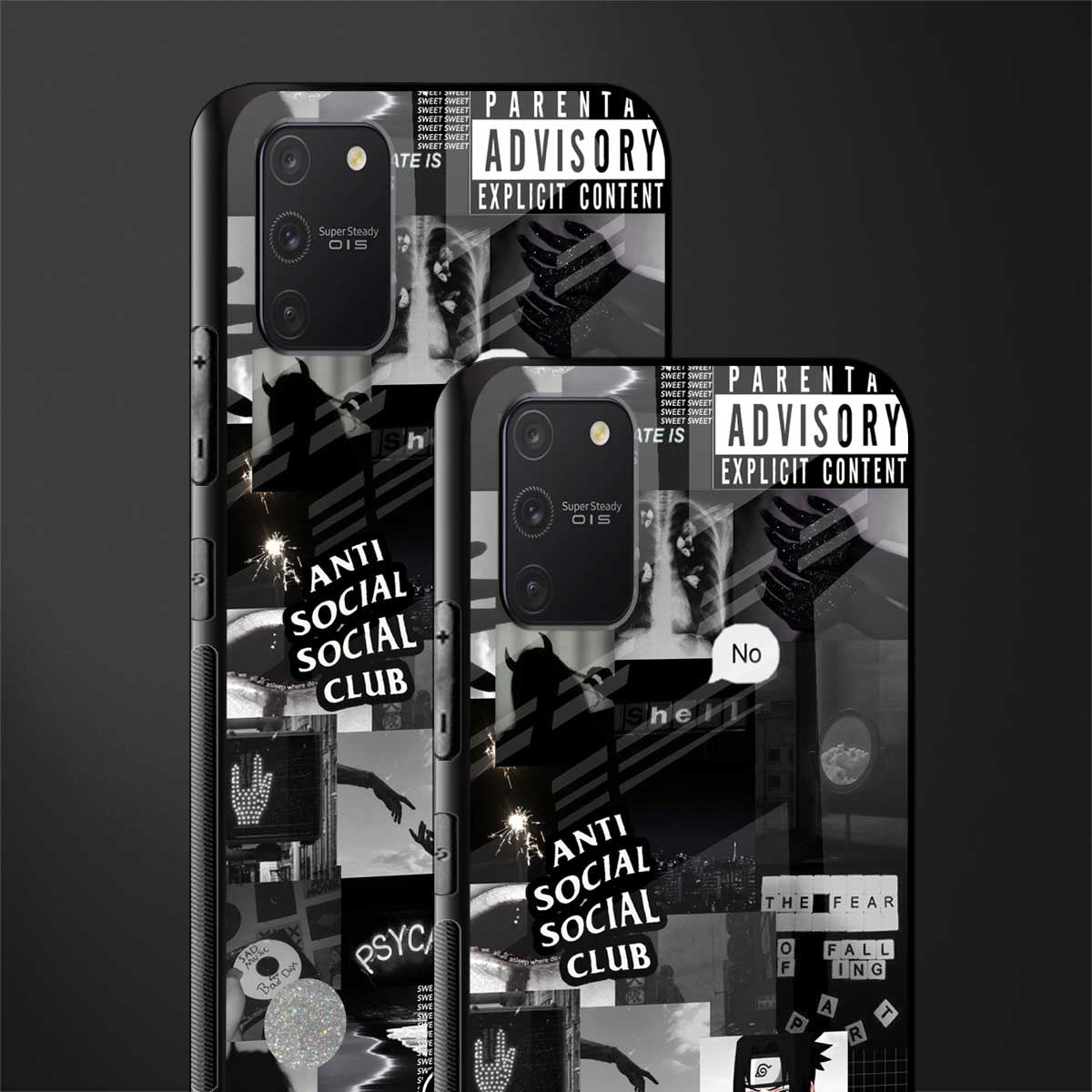 anti social social club dark edition glass case for samsung galaxy a91 image-2