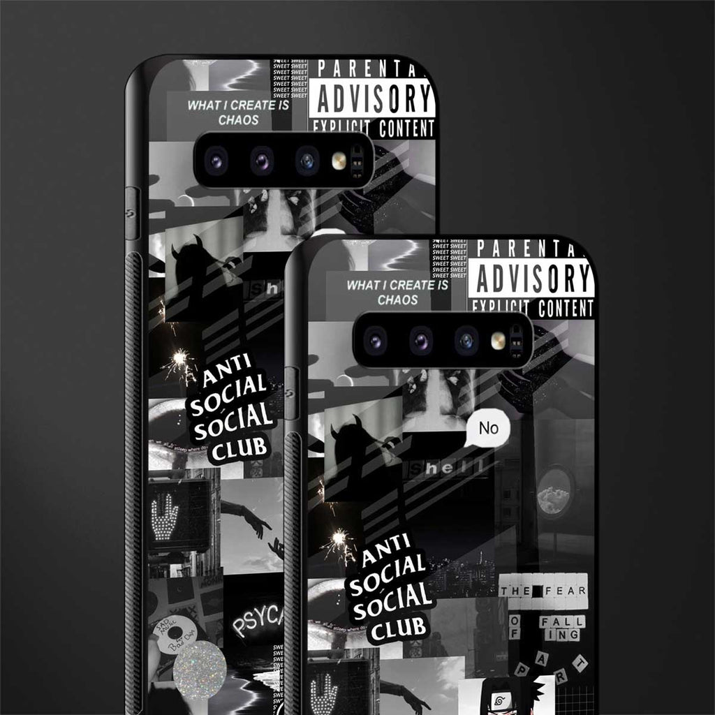 anti social social club dark edition glass case for samsung galaxy s10 image-2