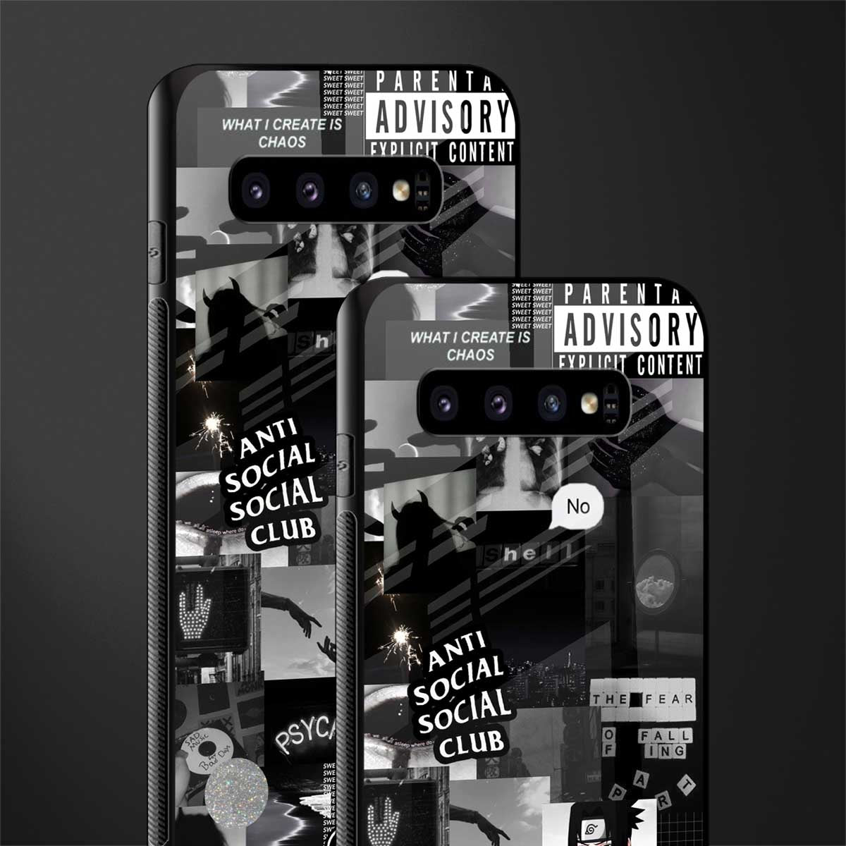 anti social social club dark edition glass case for samsung galaxy s10 plus image-2