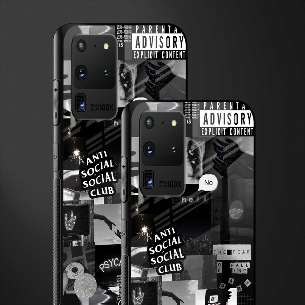 anti social social club dark edition glass case for samsung galaxy s20 ultra image-2