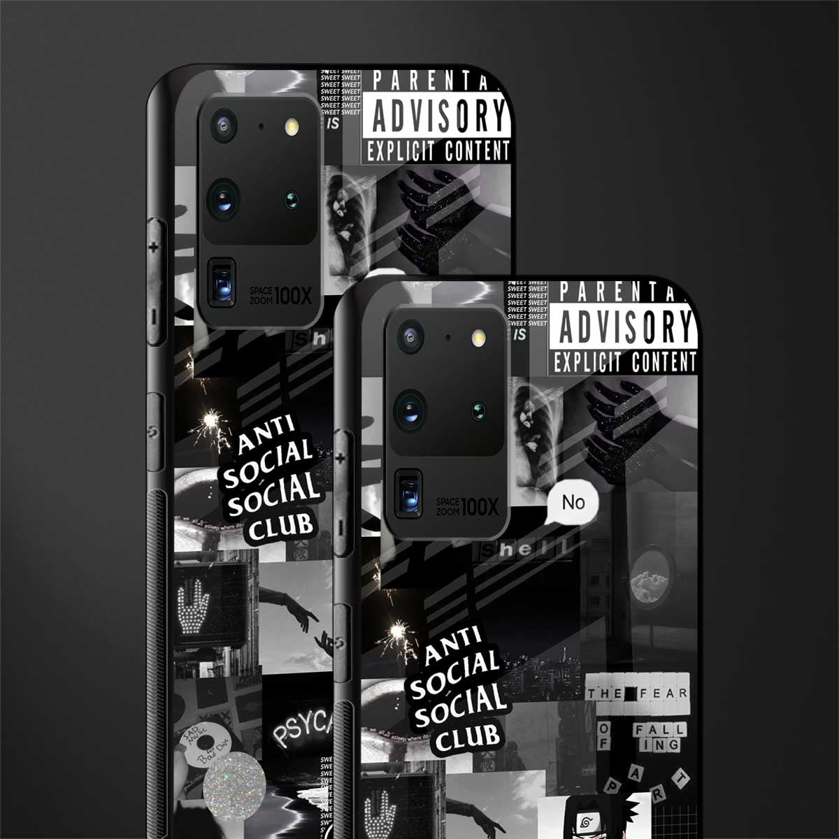 anti social social club dark edition glass case for samsung galaxy s20 ultra image-2