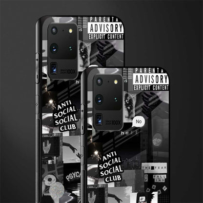 anti social social club dark edition glass case for samsung galaxy s20 ultra image-2