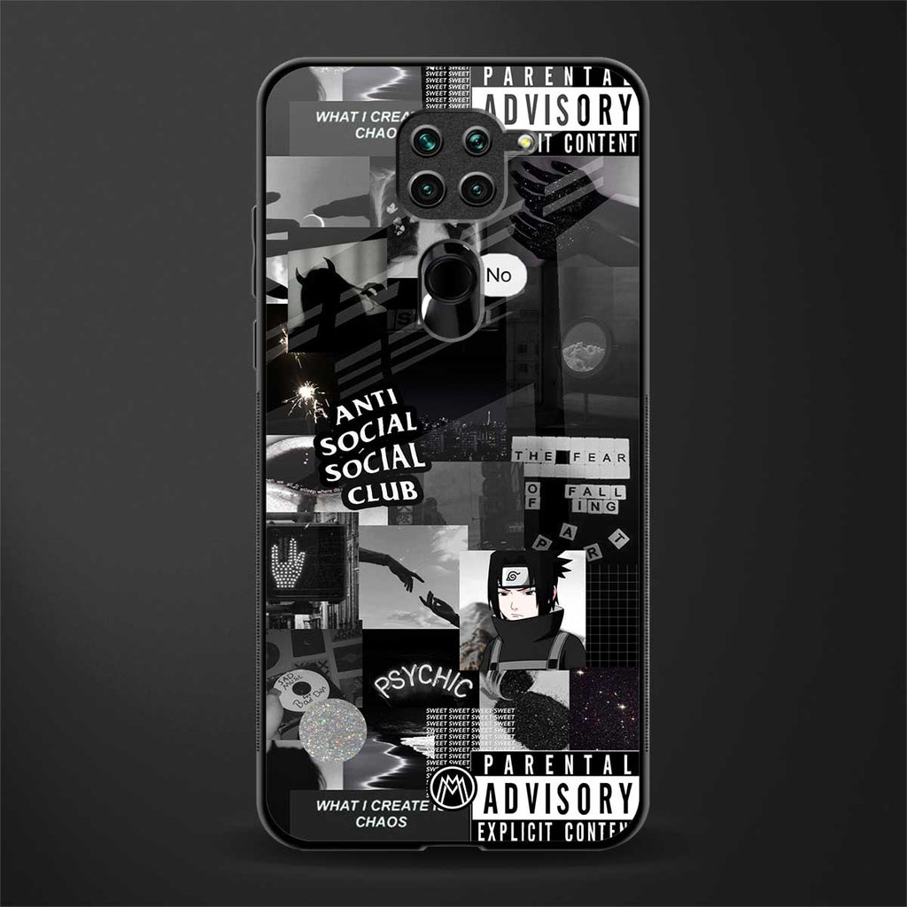 anti social social club dark edition glass case for redmi note 9 image