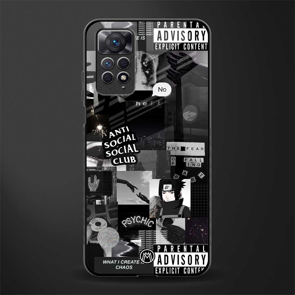 anti social social club dark edition glass case for redmi note 11 image