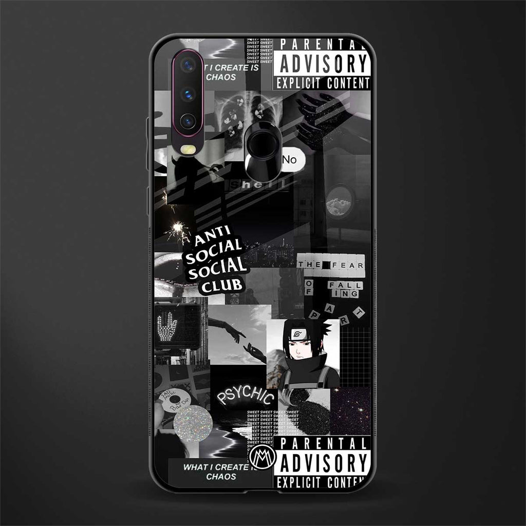 anti social social club dark edition glass case for vivo y17 image