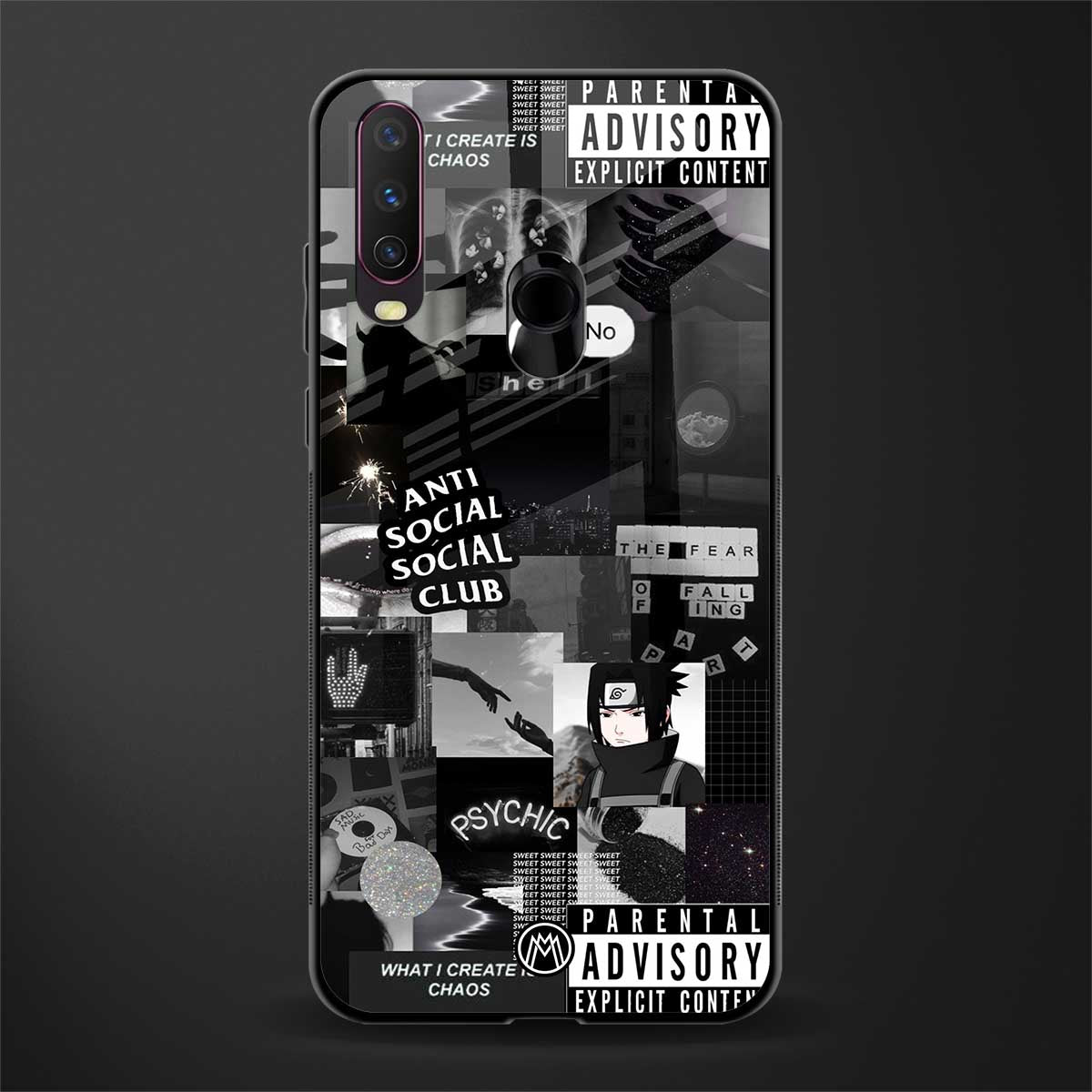 anti social social club dark edition glass case for vivo y17 image