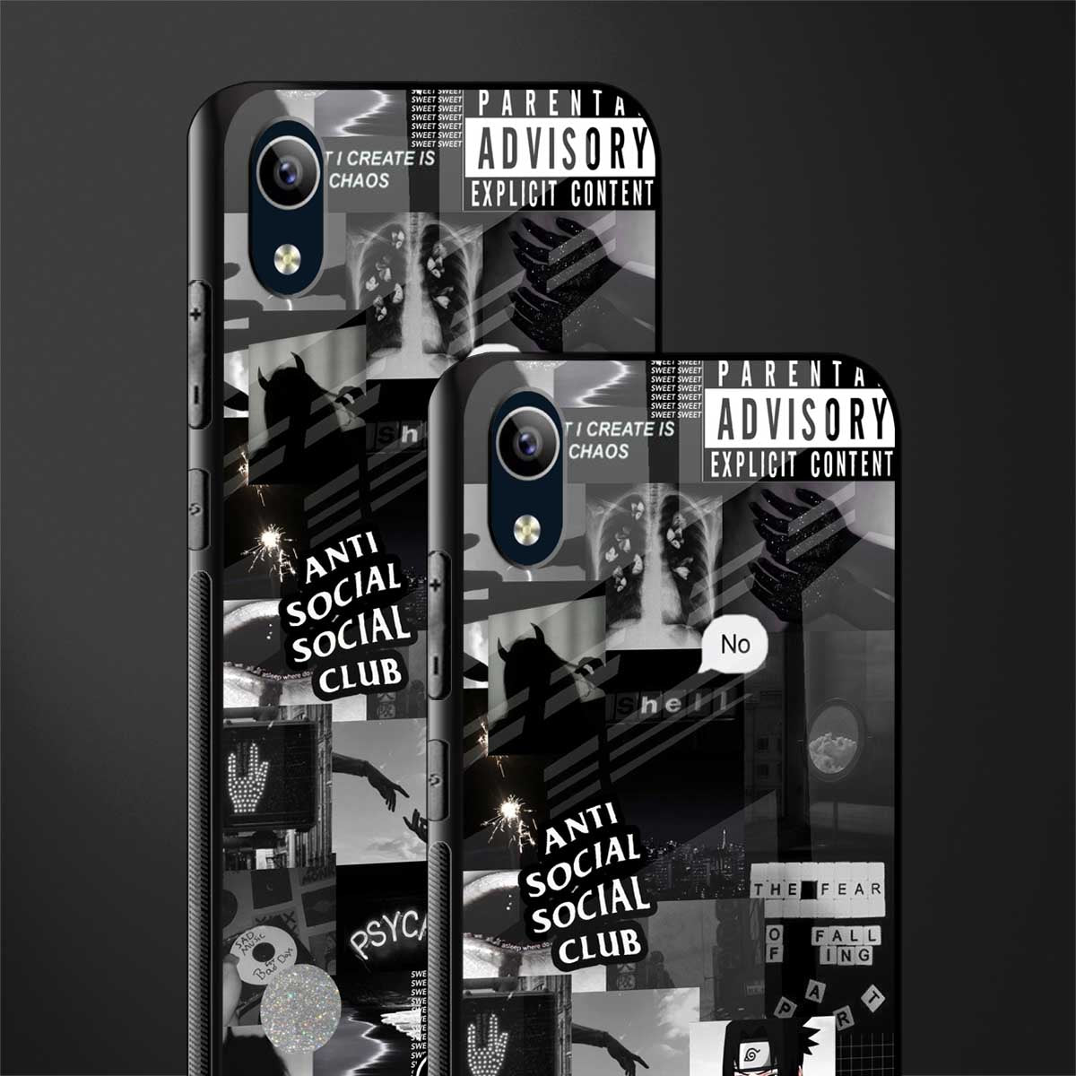 anti social social club dark edition glass case for vivo y91i image-2
