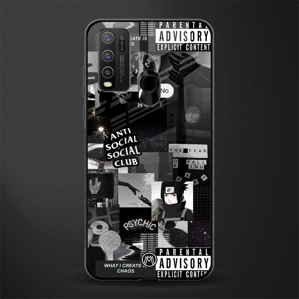 anti social social club dark edition glass case for vivo y30 image