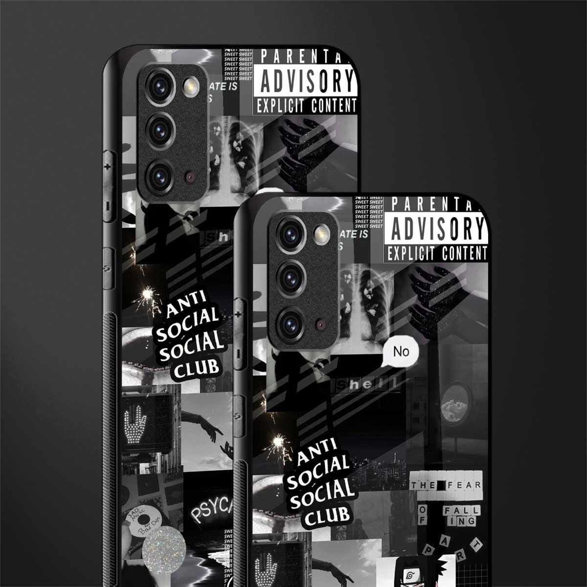 anti social social club dark edition glass case for samsung galaxy note 20 image-2