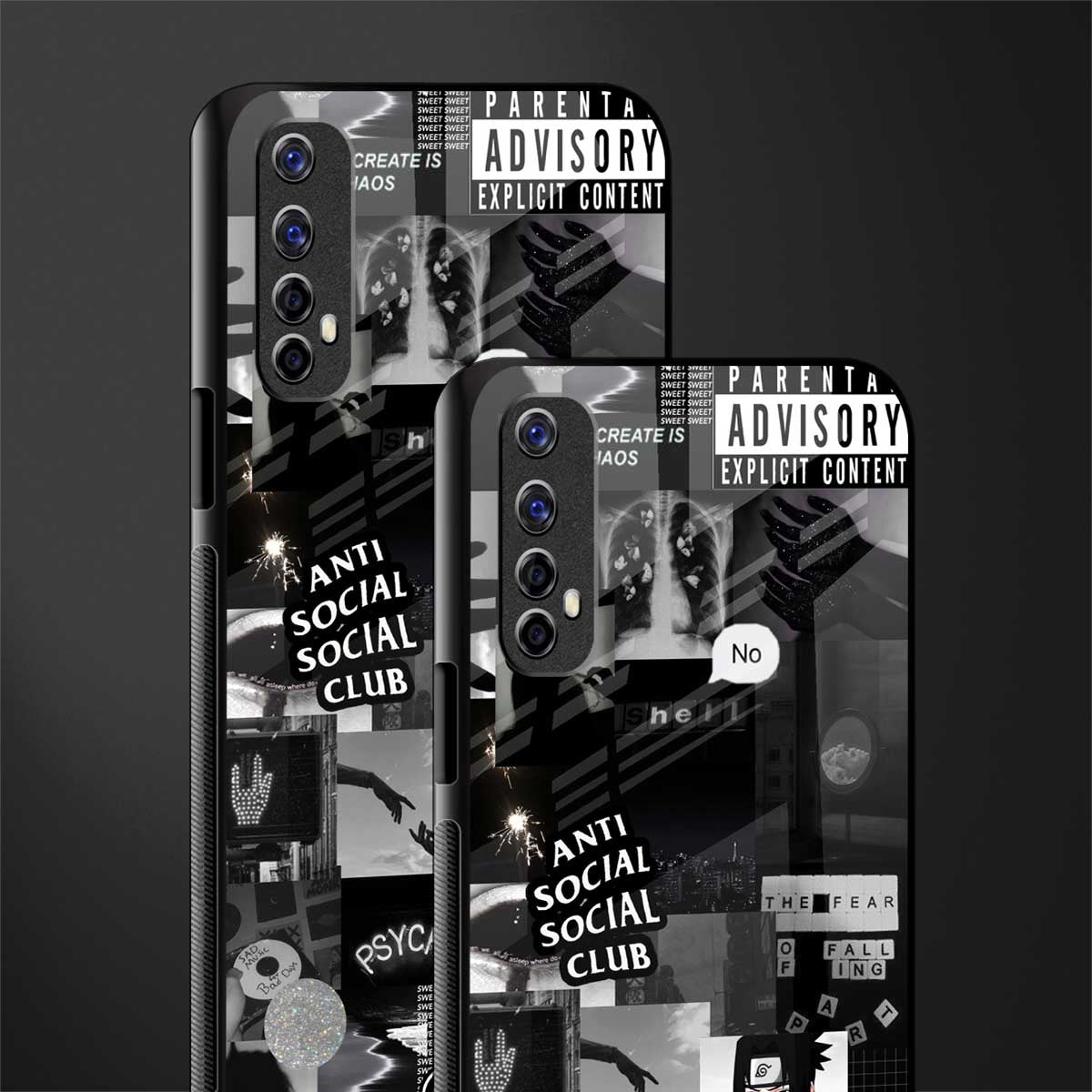 anti social social club dark edition glass case for realme 7 image-2
