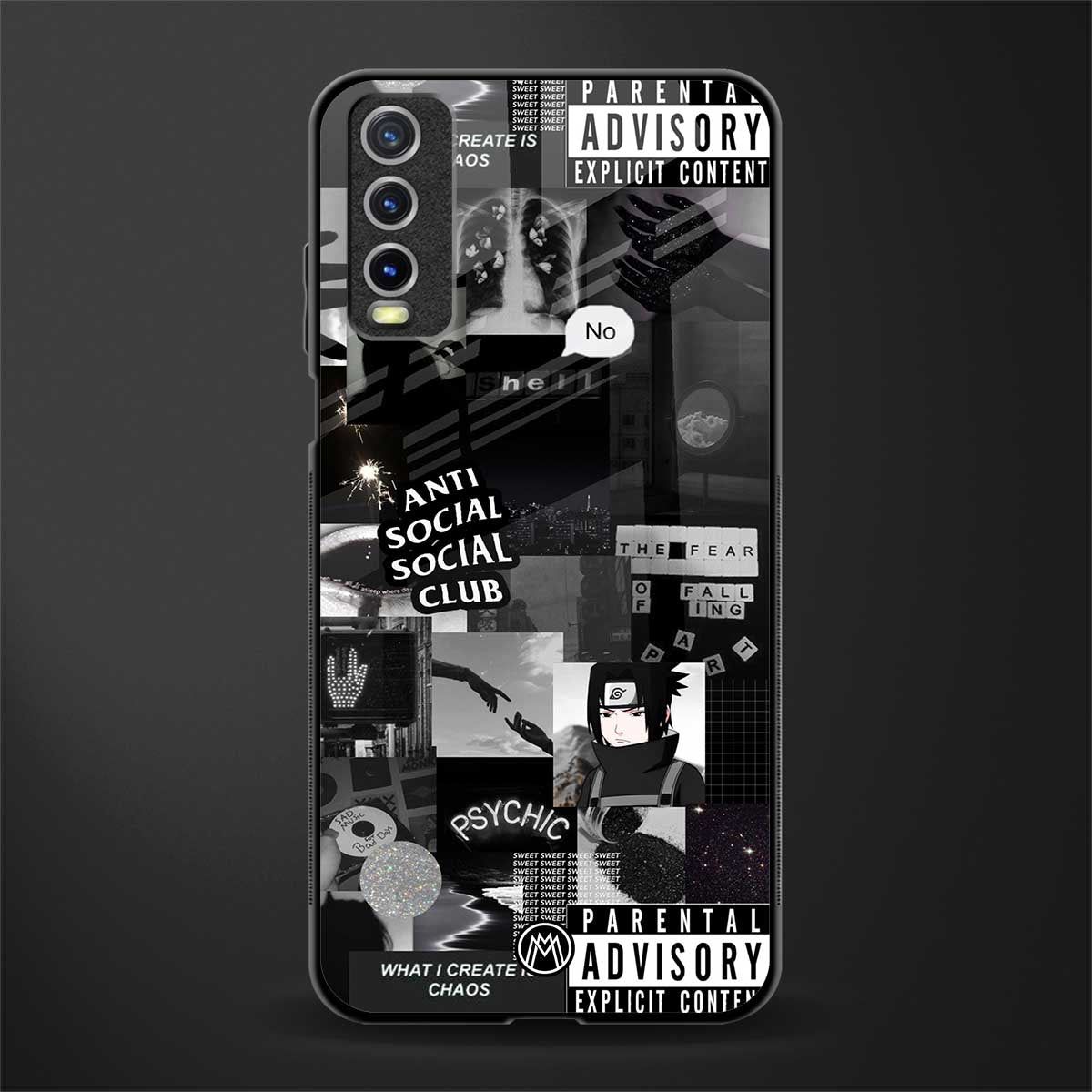 anti social social club dark edition glass case for vivo y12s image