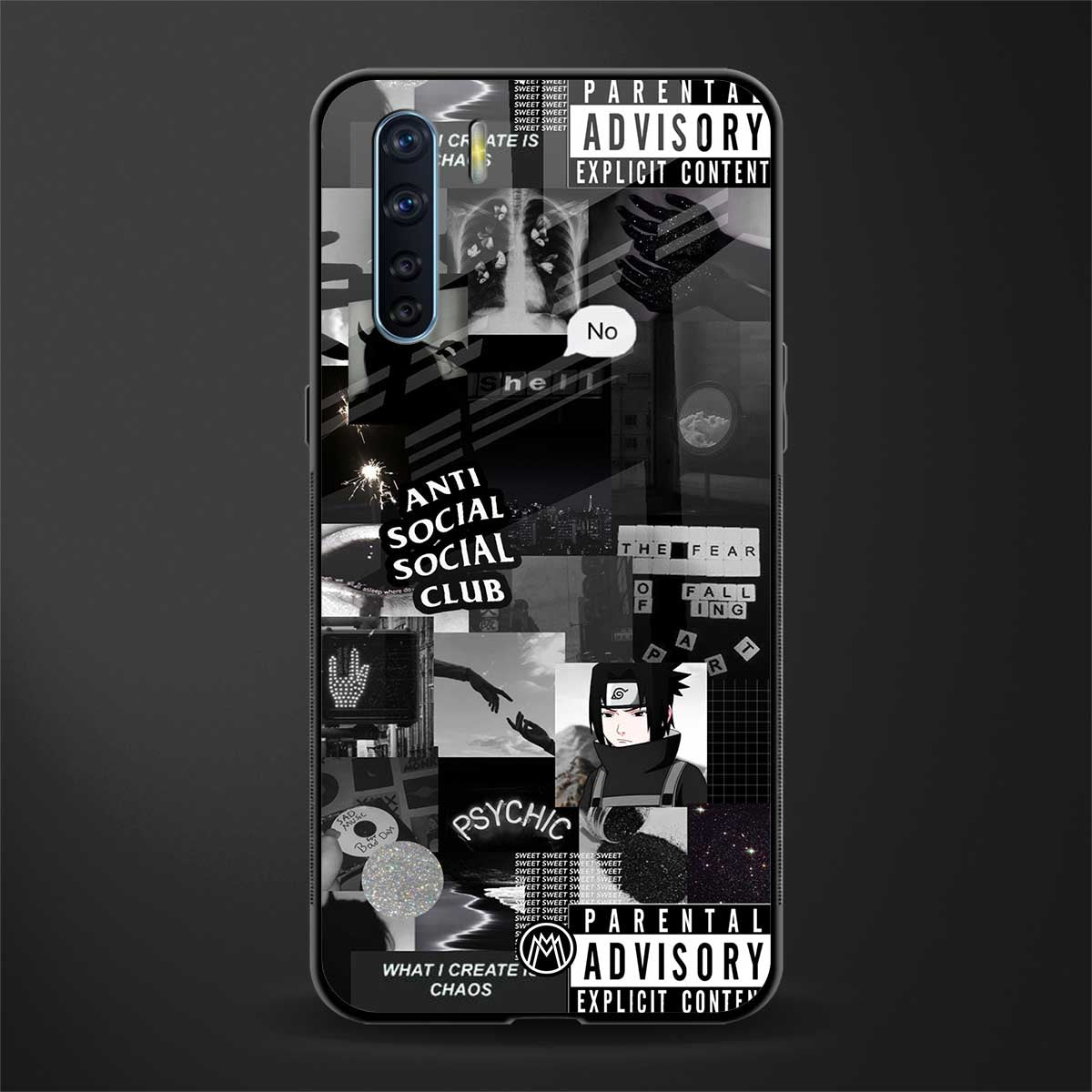 anti social social club dark edition glass case for oppo f15 image